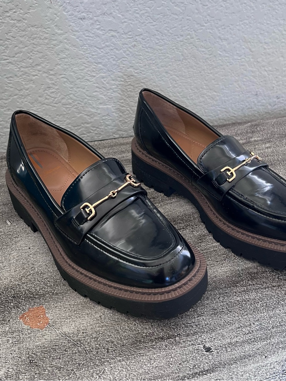 Sam Edelman Laurs Lug Sole Loafers Womens Size 8 Black Chunky Platform Shoes